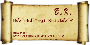 Bárkányi Kristóf névjegykártya